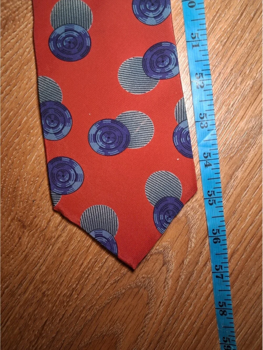 Christian Dior 100% Silk Tie Red Multicolor Geometric Wide